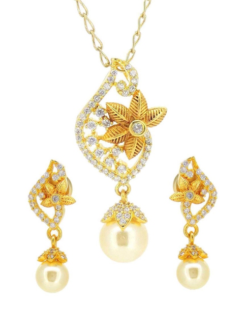 

Tistabene Gold-Toned Floral Antique Pendant Set