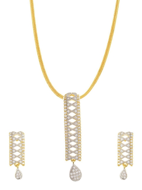 

Tistabene Women White & Gold-Plated Contemporary Pendant Set