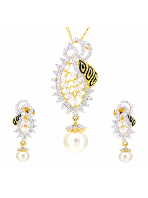 

Tistabene Woman Black & Gold Plated Contemporary Enamelled Designer Pendant Set
