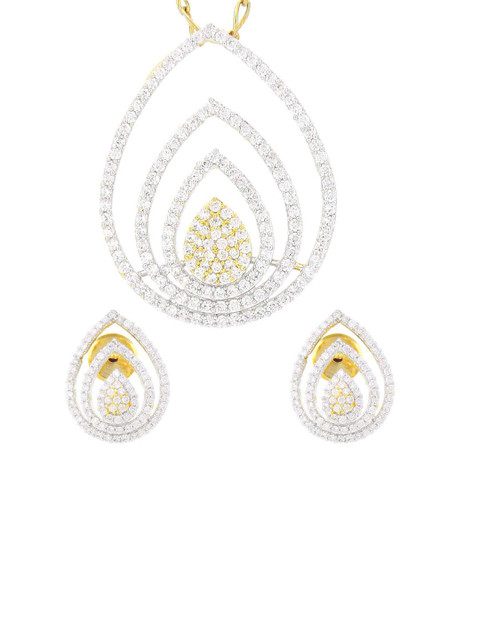 

Tistabene Gold-Plated & White Stone Studded Pendant Set