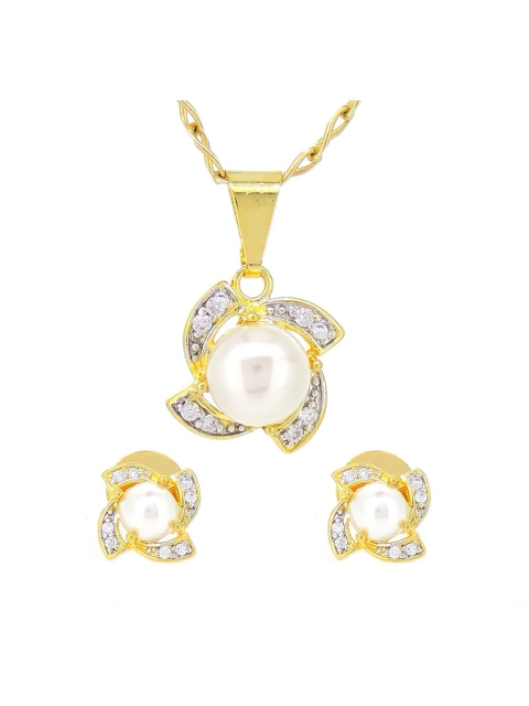 

Tistabene Woman White Stone Gold Plated Pendant Set