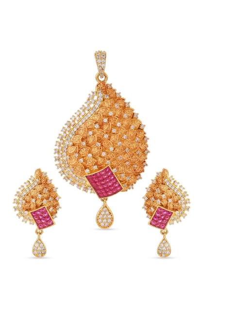 

Tistabene Pink Gold Plated Ethnic Floral Designer Antique Pendant Set