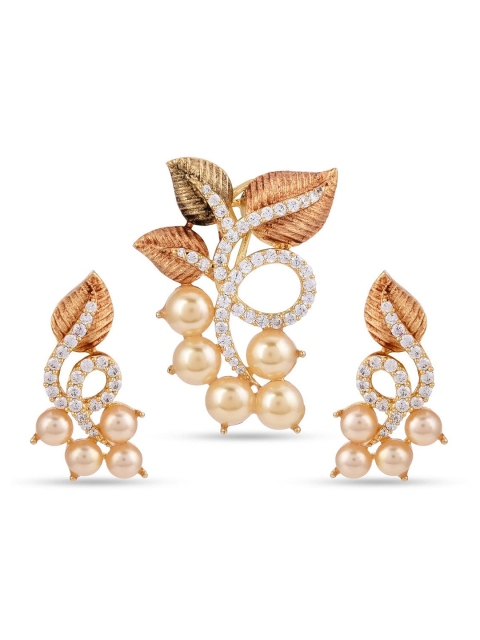 

Tistabene Gold Floral Antique Designer Pendant Set