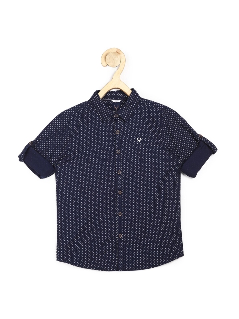 

Allen Solly Junior Boys Navy Blue Slim Fit Printed Pure Cotton Casual Shirt