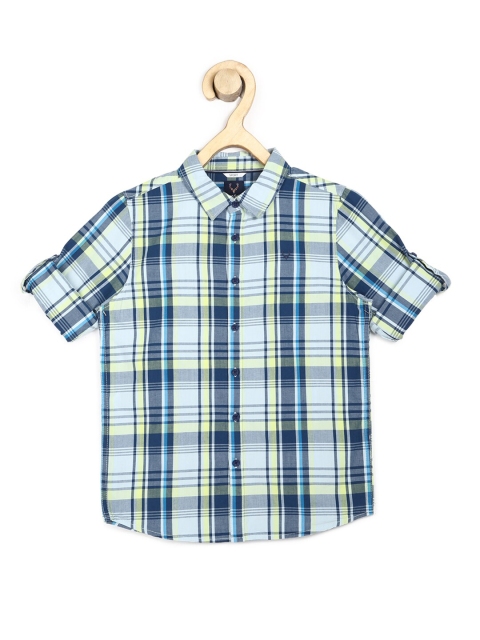 

Allen Solly Junior Boys Navy Blue Slim Fit Checked Casual Shirt