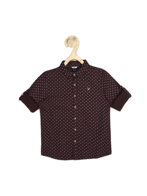 

Allen Solly Junior Boys Maroon Slim Fit Printed Pure Cotton Casual Shirt