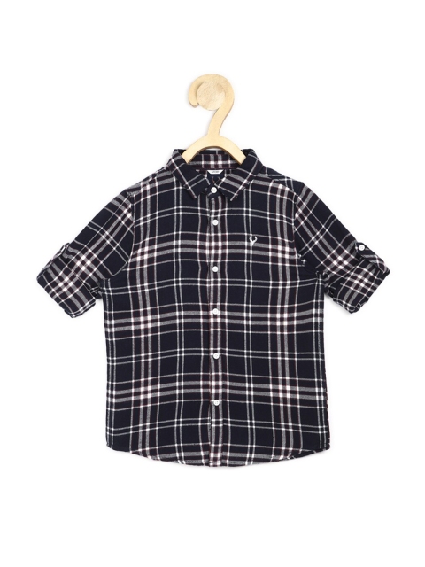 

Allen Solly Junior Boys Black Slim Fit Checked Cotton Casual Shirt