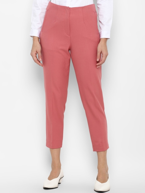 

Allen Solly Woman Solid Pink Cropped Trousers