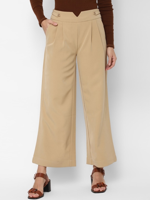 

Allen Solly Woman Women Beige Pleated Trousers