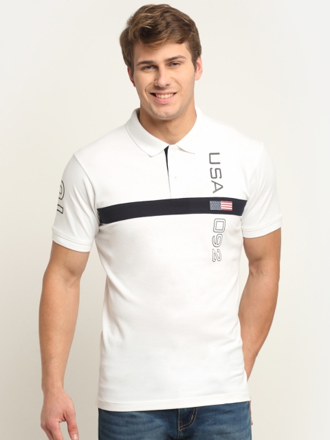 

VENITIAN Men White Printed Polo Collar Slim Fit T-shirt