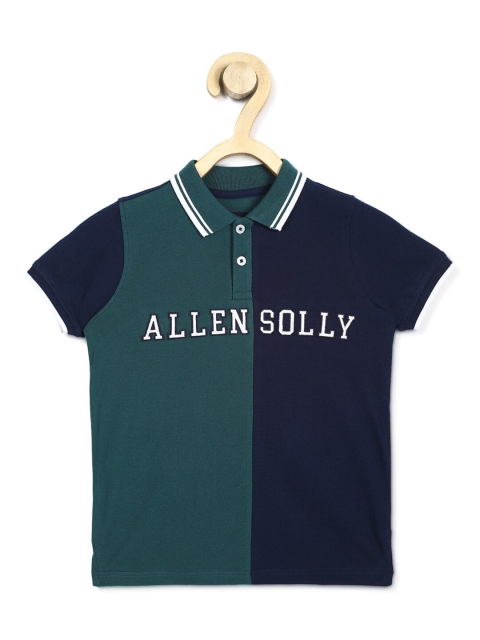 

Allen Solly Junior Boys Navy Blue & Teal Colourblocked Polo Collar Cotton T-shirt