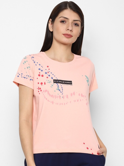 

Allen Solly Woman Peach-Coloured Typography Printed T-shirt