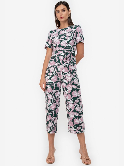 

ZALORA WORK Women Multicoloured Floral Printed Basic Jumpsuit With Belt, Multi