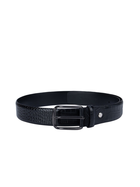 

Da Milano Men Black Textured Leather Belt