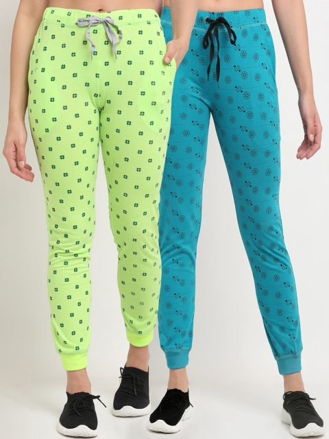 

VIMAL JONNEY Set Of 2 Women Green & Blue Printed Track Pants