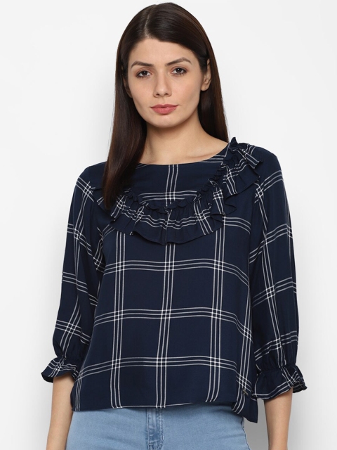 

Allen Solly Woman Navy Blue Checked Top