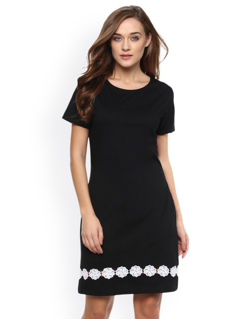 

Miss Chase Women Black Solid Shift Dress