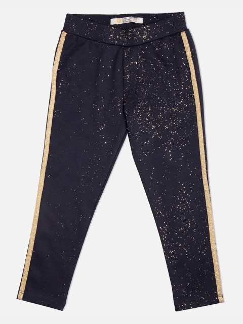 

VITAMINS Girls Navy Blue Denim Lycra Casual Jeggings