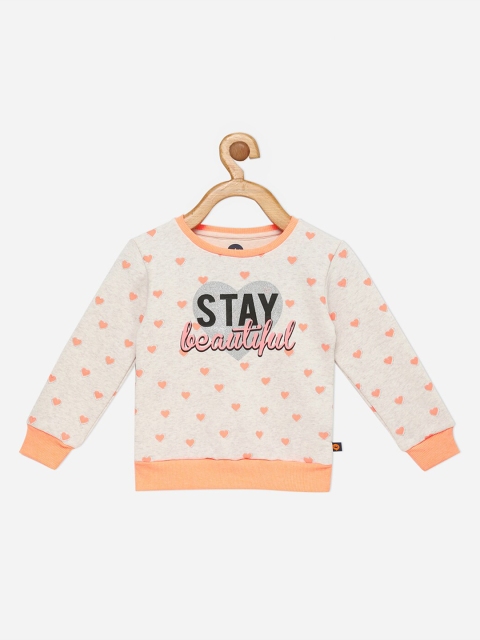 

VITAMINS Girls Beige & Peach Printed Sweatshirt