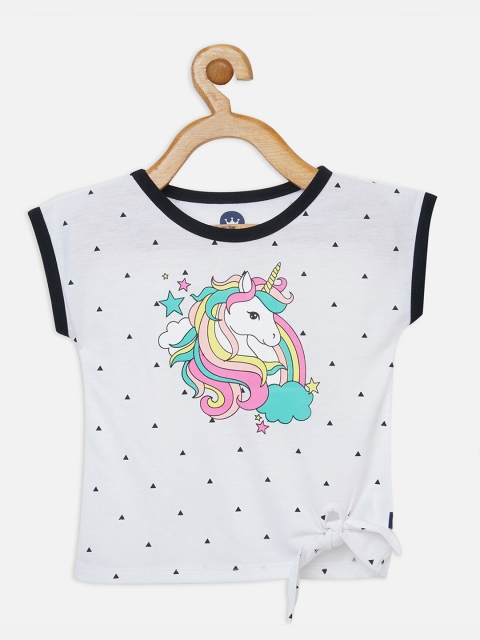 

VITAMINS Girls White & Pink Print Extended Sleeves Top