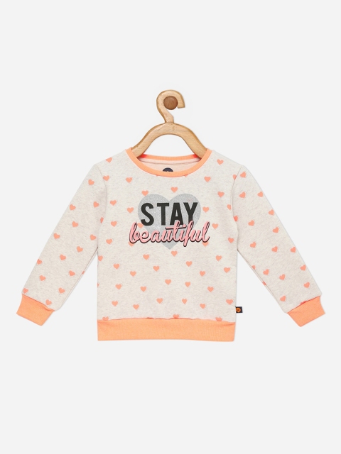 

VITAMINS Girls Beige & Orange Printed Sweatshirt