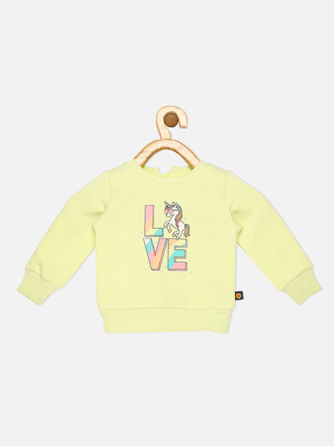 

VITAMINS Girls Yellow Printed Sweatshirt