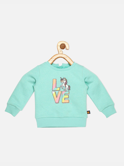 

VITAMINS Girls Sea Green & Pink Printed Sweatshirt