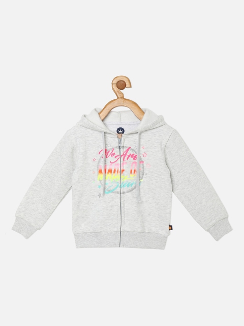 

VITAMINS Girls Grey Printed Hooded Sweatshirt