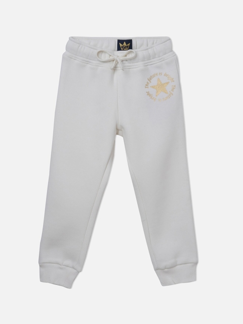 

VITAMINS Girls White Sloid Straight-Fit Joggers