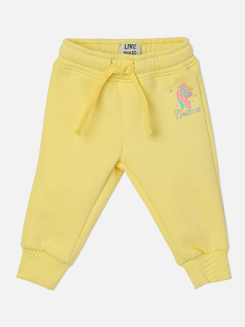

VITAMINS Girls Solid Straight Fit Joggers, Yellow