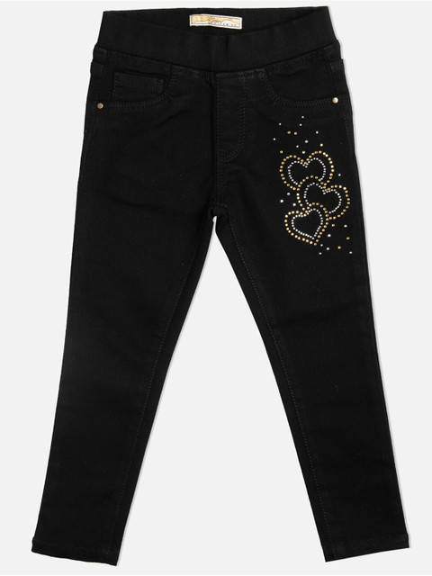 

VITAMINS Girls Black Solid Skinny-Fit Jeggings