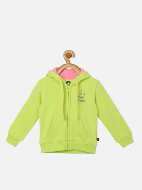 

VITAMINS Girls Lime Green & Pink Printed Bomber Jacket