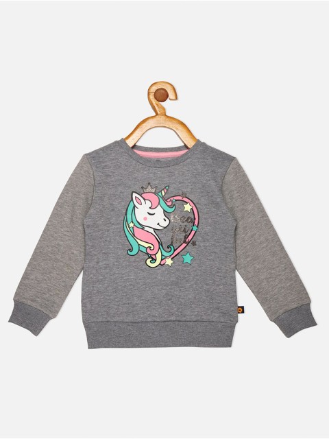 

VITAMINS Girls Grey Printed Sweatshirt