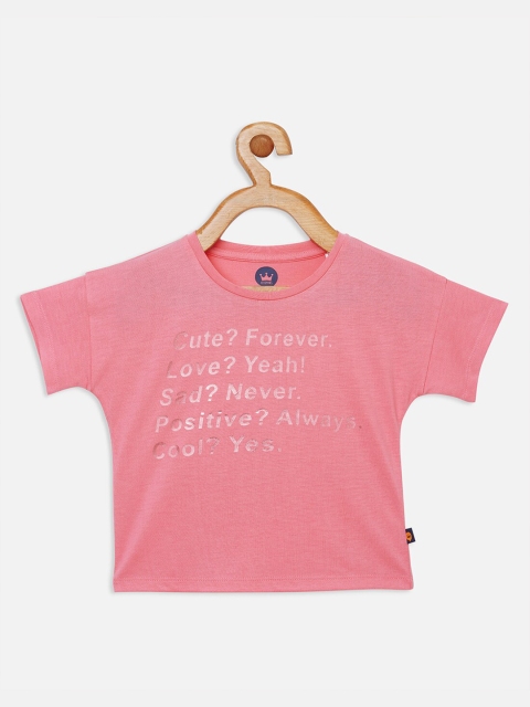 

VITAMINS Coral-Coloured Typography Printed Top