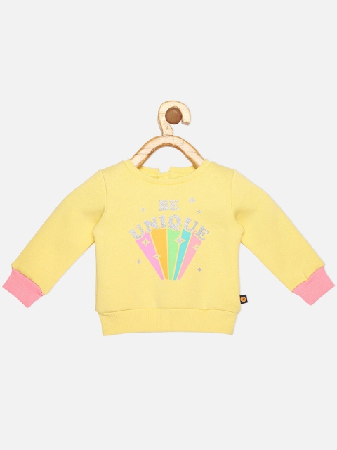 

VITAMINS Girls Yellow Printed Sweatshirt