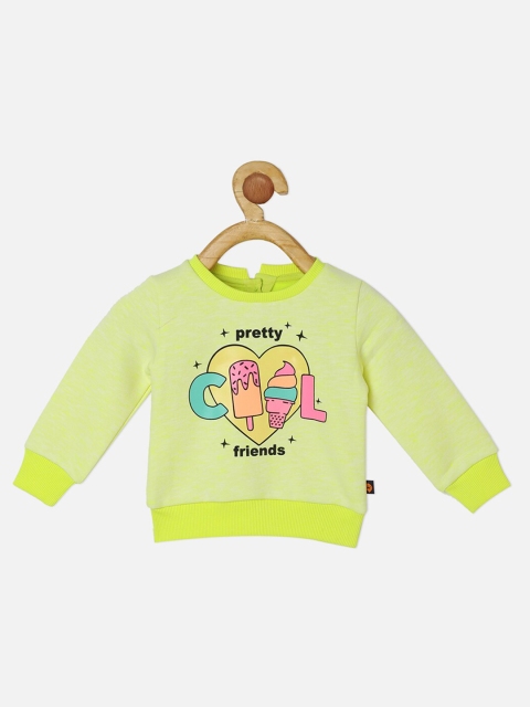 

VITAMINS Girls Lime Green & Pink Printed Sweatshirt