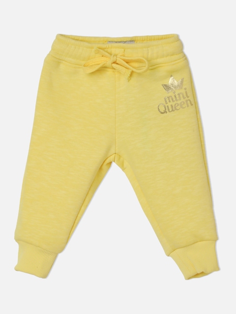 

VITAMINS Girls Yellow Self Design Straight-Fit Joggers