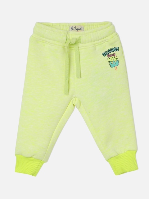 

VITAMINS Girls Yellow Straight Fit Fleece Joggers