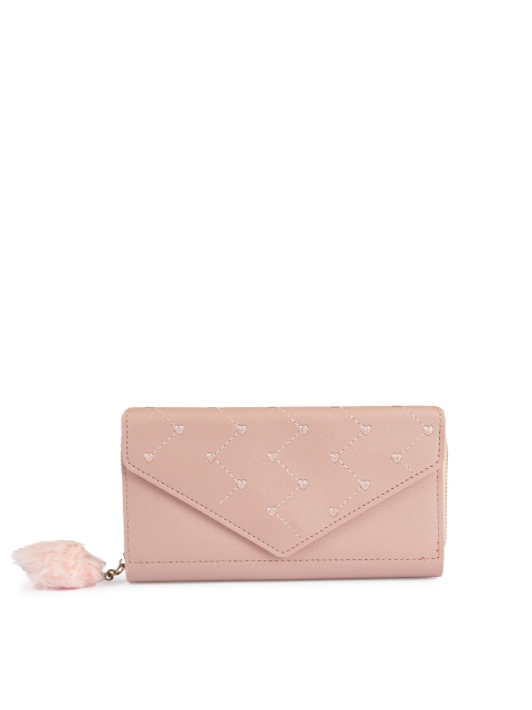 

ZEVORA Women Pink Woven Design PU Three Fold Wallet
