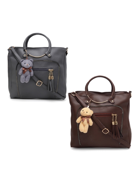 

borse lele Set of 2 Structured Handheld Bag, Brown