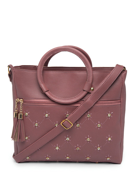 

borse lele Maroon Embellished Structured Handheld Bag