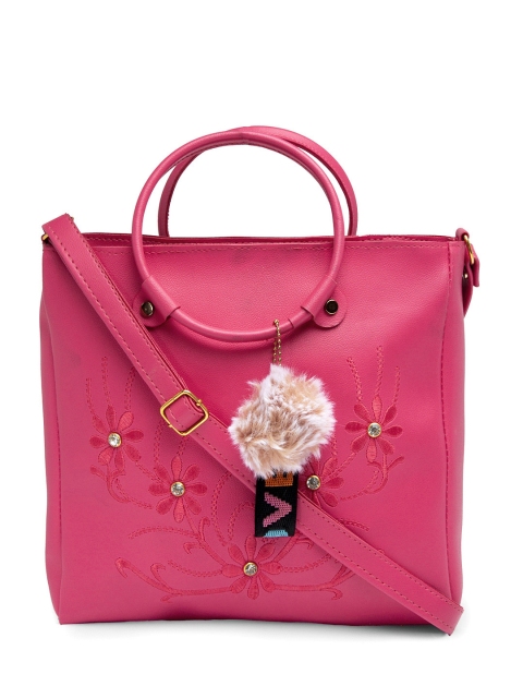 

borse lele Pink Embellished PU Structured Handheld Bag with Tasselled