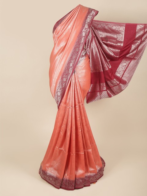 

Pothys Orange & Magenta Floral Woven Design Art Silk Saree