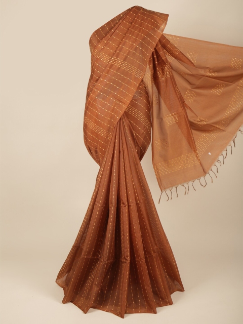 

Pothys Brown Woven Design Jute Silk Saree