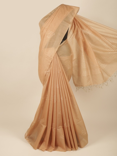 

Pothys Cream-Coloured & White Embroidered Jute Silk Saree