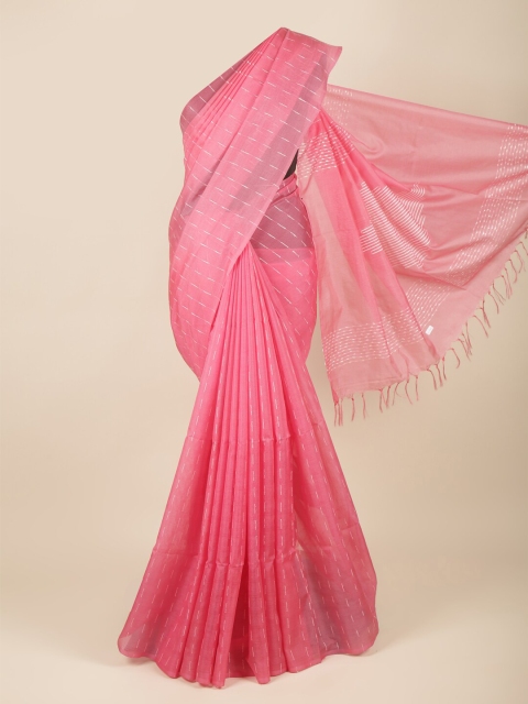 

Pothys Pink & White Woven Design Thread Work Jute Silk Saree