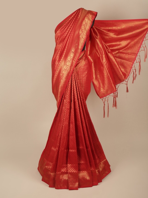 

Pothys Red & Gold-Toned Ethnic Motifs Zari Art Silk Saree