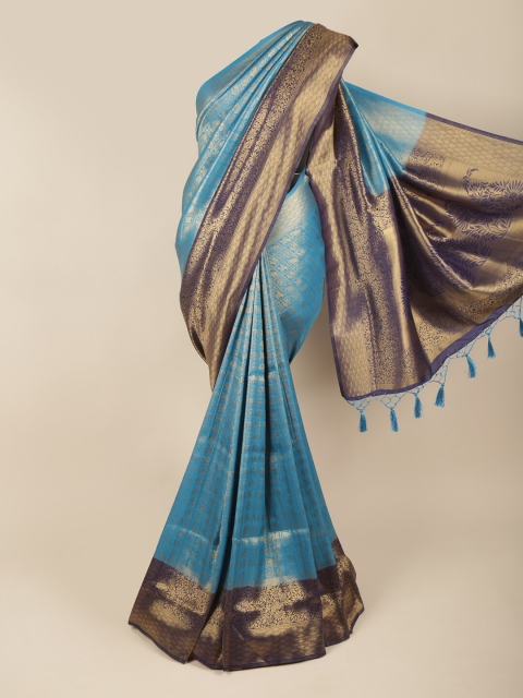 

Pothys Blue & Grey Ethnic Motifs Zari Art Silk Saree