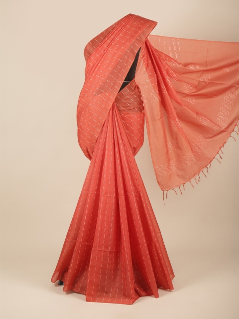 

Pothys Orange Woven Design Art Jute Silk Saree