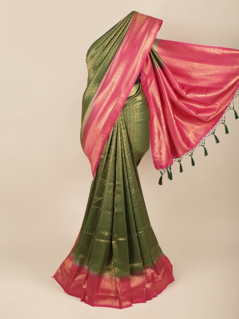 

Pothys Green & Pink Woven Design Art Silk Banarasi Saree